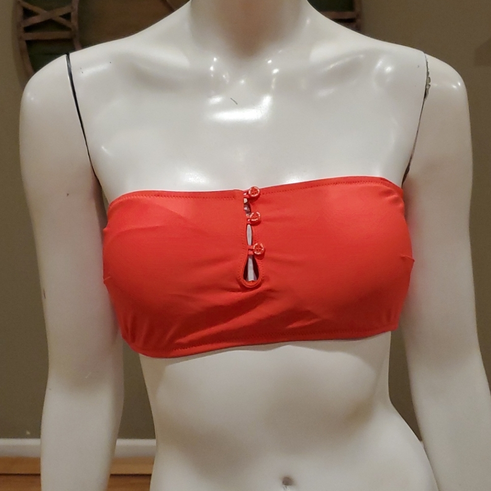 Aerie bandeau bikini top with button details